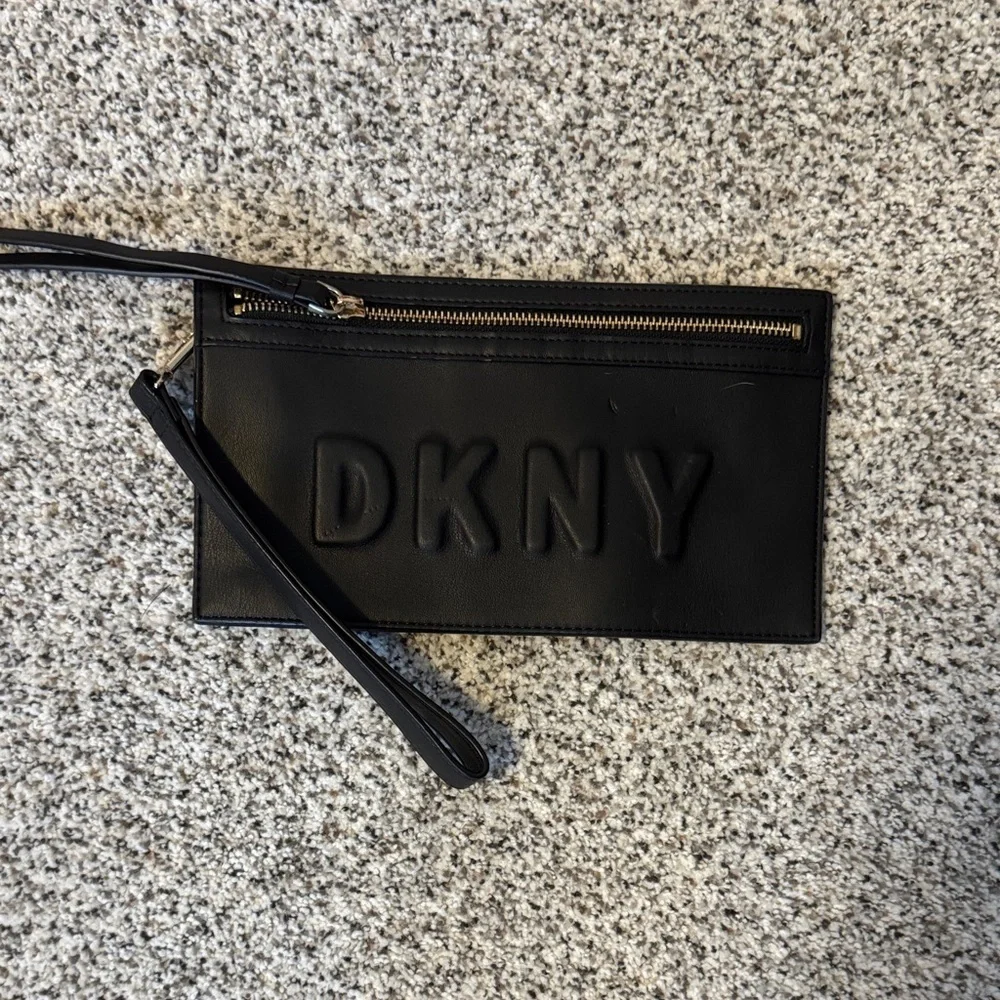 DKNY Black Clutch with Gold Accents
